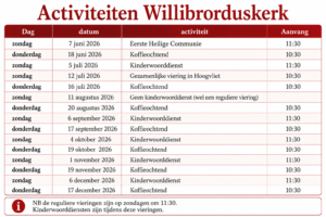 activiteitenoverzicht Willibrorduskerk